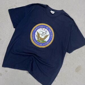 Vintage Hanes US Navy T Shirt Mens XL Navy Blue Y2K Department of the Navy Seal